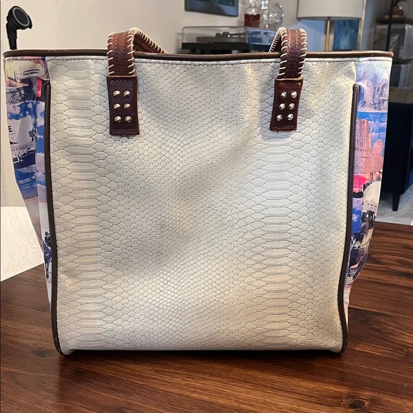 Consuela Cream and Brown Tote Bag - Picture 3 of 8